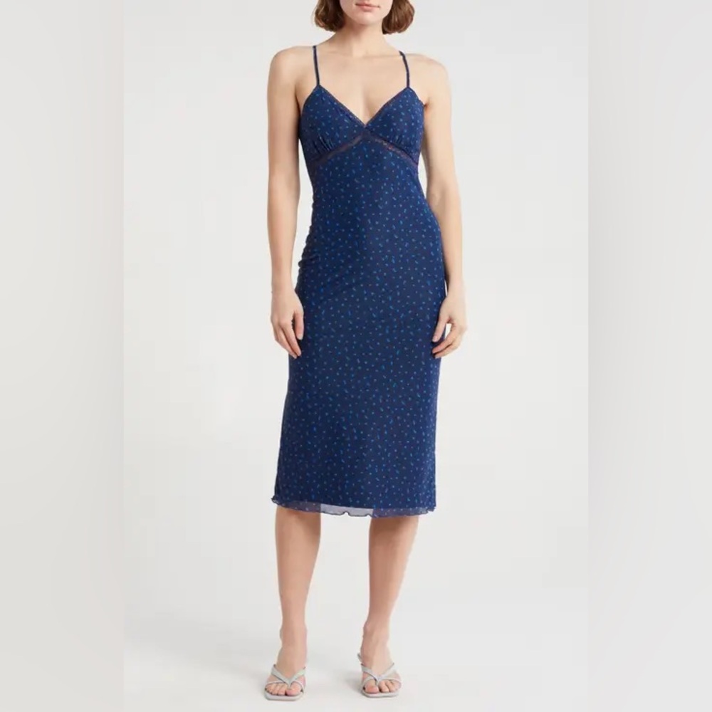 Abound Lace Trim Mesh Dress Size M